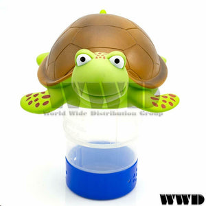 WWD Pool Premium Animal Floating Pool Chlorine Dispenser for Chemical Tablets Fits 3" Tabs Bromine Holder (Turtle)